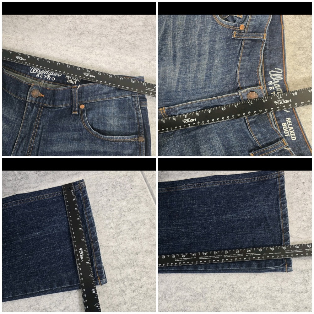 Wrangler Retro Relaxed Bootcut Jeans Mens 38x32 Fits 38x29.5 Dark Wash 10WRTJHJH - Picture 6 of 14